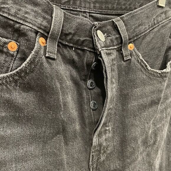 Levi's 501 Faded Black Wide Leg Flare Ankle Jeans - Size: 27 - Picture 8 of 12